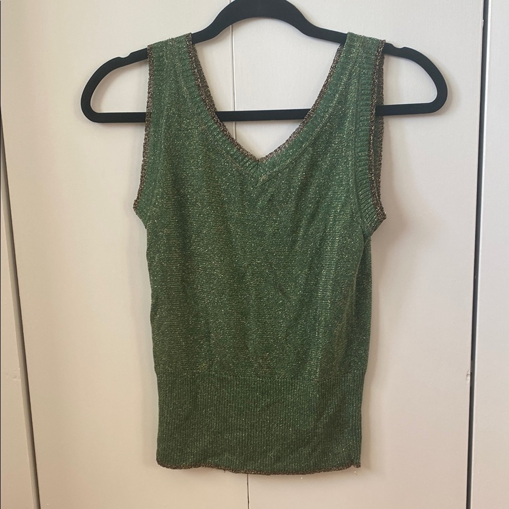 Green Sleeveless metallic Knit Top